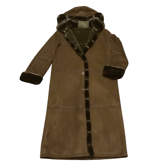 LONDON FOG CHOCOLATE BROWN FULL LENGTH COAT WITH FAUX FUR DETAILS/ Size MP - Picture 10 of 16